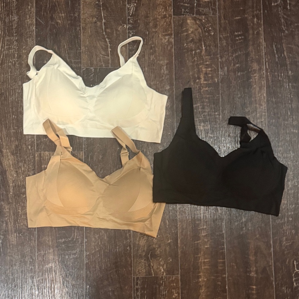 Women's Intimates Set - Black, White, and Tan Bras - 2XL